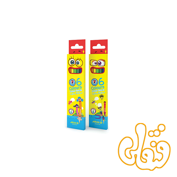 141 مداد رنگی 6 رنگ آریا 3011